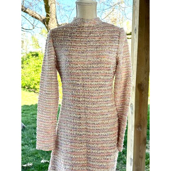St John Long-sleeved Tweed Midi‎ Dress In Pink Size 8 $2157 - Picture 7 of 12